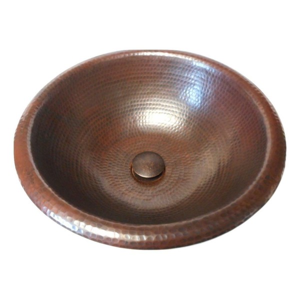 15" Round Copper Bath Sink Drop In or Vessel Pop-Up Drain Included