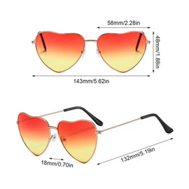 GWAWG 3 Paires of Women's Heart Shaped Sunglasses Hippie Sunglasses Retro Women's Hippie Glasses Metal Frame Retro Glasses for Men Women Party Festival Costume Accessories