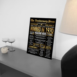 Stuff4 Gold 55th Anniversary Poster Unframed - Golden Married In 1970 Newspaper - Happy 55 Wedding Anniversary for Men Women Vintage Gifts Back In 1970, 8x10 Inch Anniversaries Posters