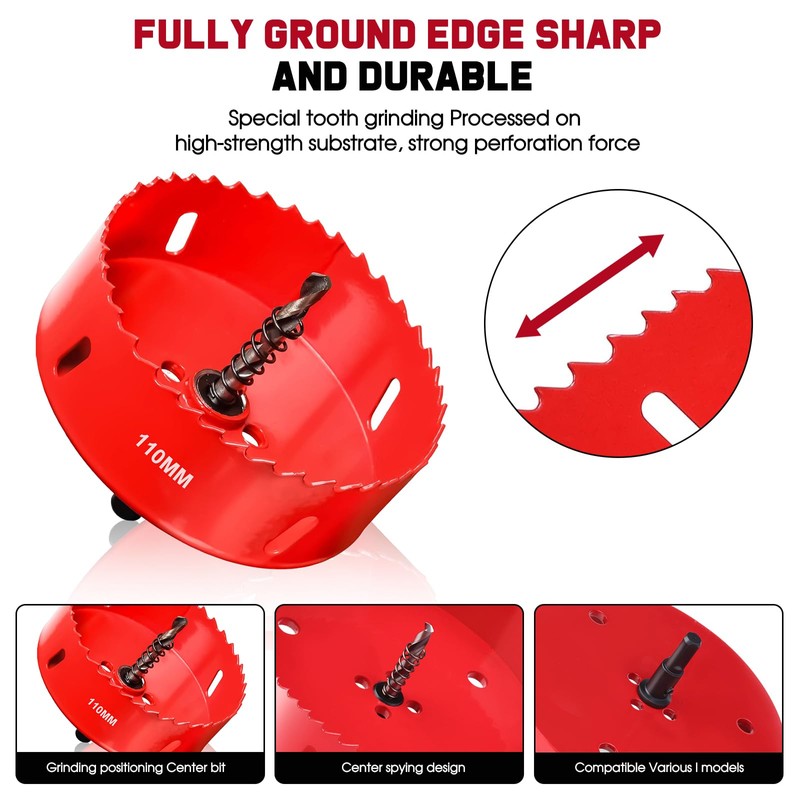Hole Saws Cutter, HSS Bi-Metal Drill Bit for Wood, Plastic,