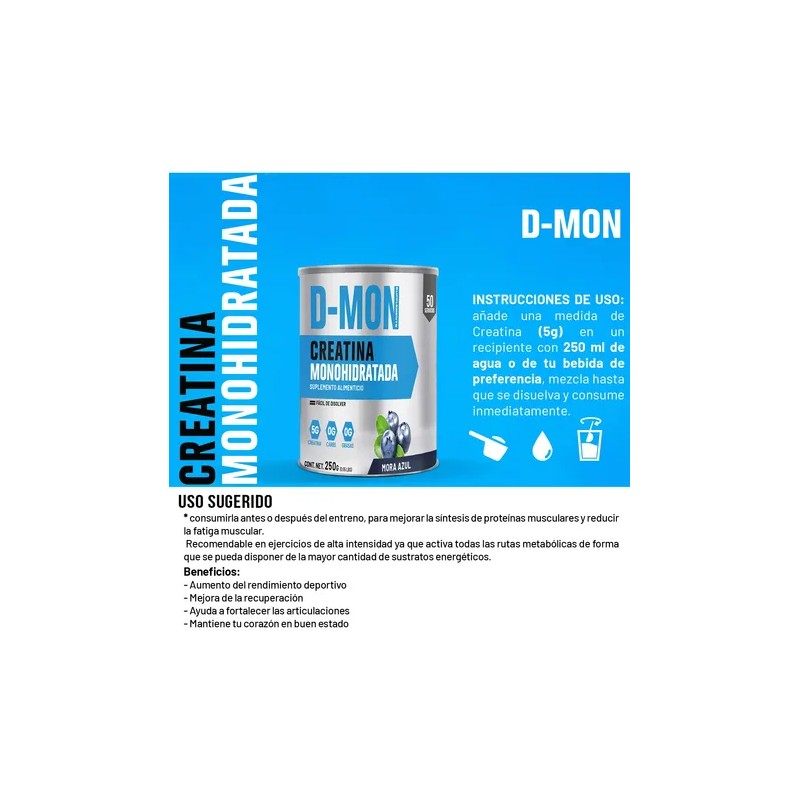 Creatina Monohidratada 250g D-mon Varios Sabores