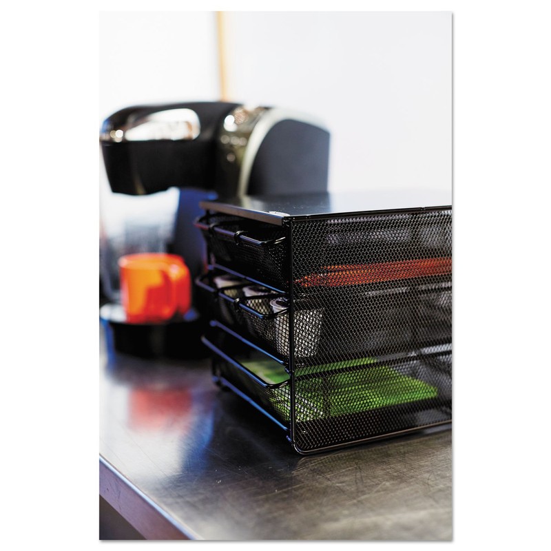 Safco Onyx Hospitality Organizer, 3 Drawers, For Snacks, Coffee Pods,