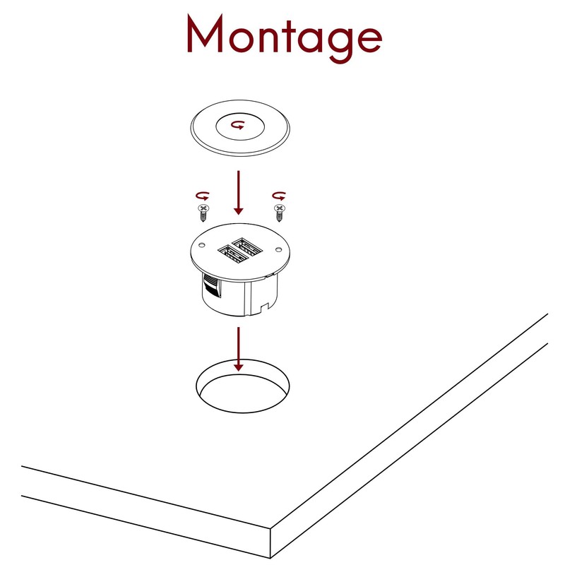 kalb Built-in USB Hub, Stainless Steel, Socket for Smartphone, Tablet,