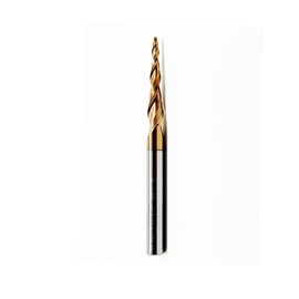Hwaynct Tapered Ball Nose End Mill - 1/4" Shank, 3" Overall Length, 2.0mm Tip Diameter (R1.0 Radius), 3.92° Per Side Angle - CNC Engraving & Carving Bit, ALTIN Coated