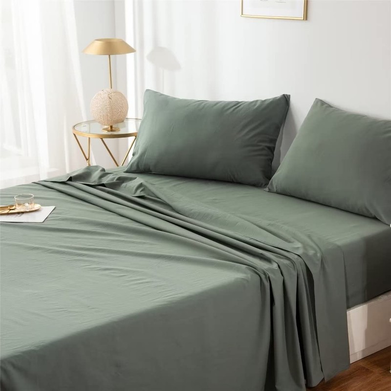 Ruccit 2 Pack Sage Green Pillowcases Washed Cotton Green Pillow
