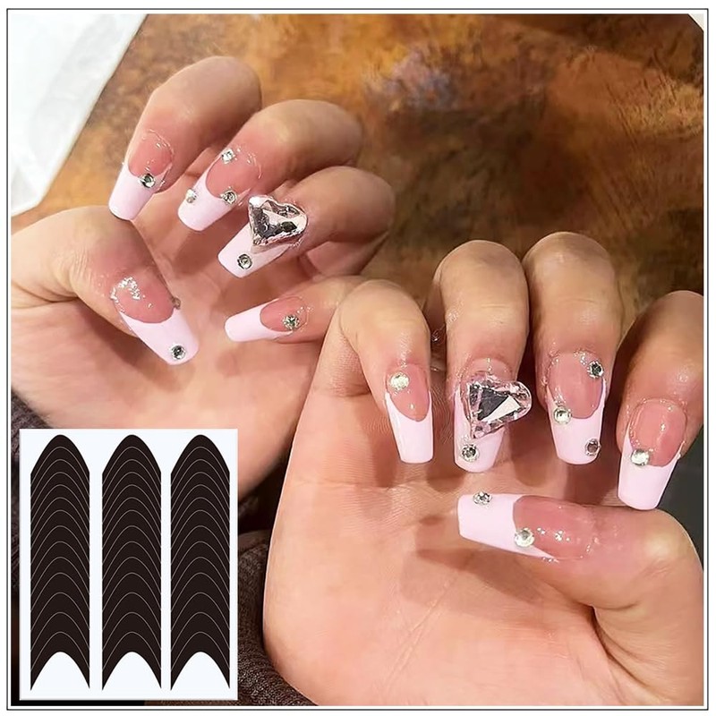 40 Sheets French Tip Nail Guides, Self-Adhesive Manicure Tips Guide