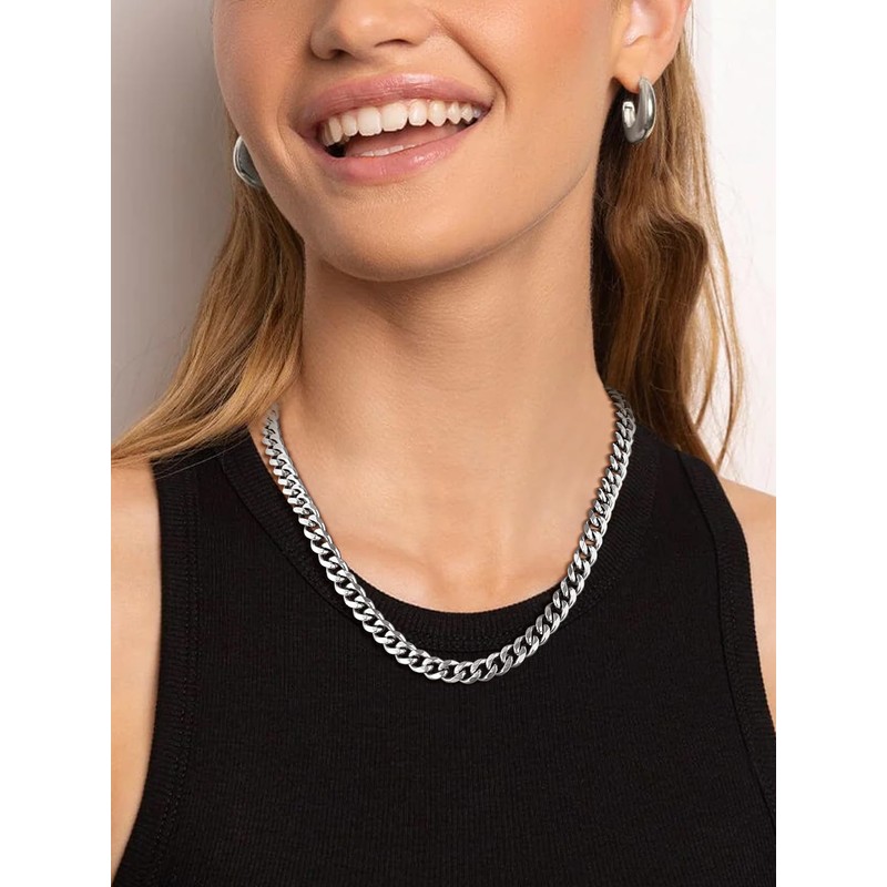 Suplight Men's Curb Chain 3/6/9 mm Wide Cuban Link Chain,