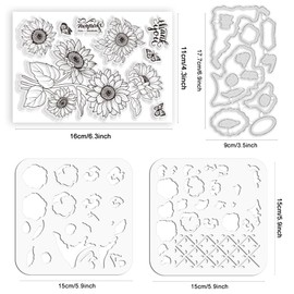 ORIGACH Realistic Spring Pansy Stamp and Punching and Layering Colouring Stencil Bundle for Card Making Photo Album Craft Accessories