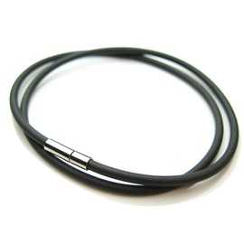 Silver One Easy Push Rubber Choker for Sports, Black, Width 0.08 inch (2 mm), 0.1 inch (3 mm), 0.2 inch (4 mm), 15.7 - 23.6 inches (40 - 60 cm), Rubber
