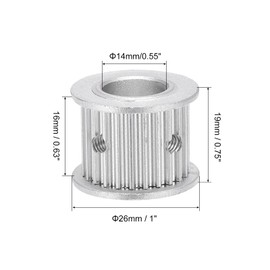 sourcing map 3M24 Teeth Timing Belt Pulley Synchronous Wheel Belt Drive Gear with M4 Screw 14 mm Bore for Belts, 3D Printer, CNC