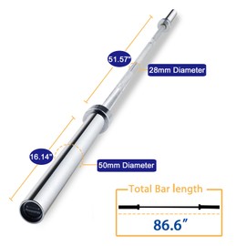 Powenergy 7FT Olympic Bar Weightlifting Barbell Bar with Squats Pad Strength Training Bar for Squats, Deadlifts, Presses, Rows and Curls 1000LBS Weight Capacity