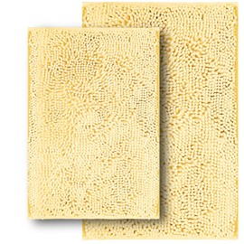 wyewye Bathroom Rugs Sets 2 Piece, Ultra Soft Bath Mats, Super Absorbent and Thick, Non-Slip, Machine Washable, Bath Mats for Bathroom Floor, Tub and Shower，Cream.…