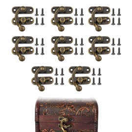 Misuyue 8pcs Mini Swing Arm Clasp Latch Vintage Bronze Left Latch Hook Hasp, 26 x 23mm Lock Clasp for DIY Suitcase Toolbox Wooden Case Jewelry Box