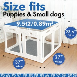 Qoility Clear Acrylic Dog Playpen Indoor, Expandable Size & Flexible Shape, Ideal for Small & Toy Dogs, White