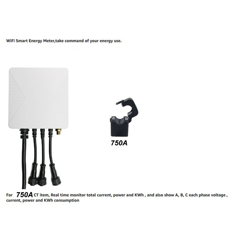WIFI 3 Phase Smart Electricity Meter with 3x750A Circuit Water