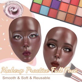 Banugo Makeup Mannequin Face - Silicone Head with Makeup Kit, Brushes & Bag for Practicing Skills or Gifts