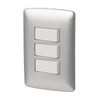 Volteck PA-APTR-IP, Placa armada 3 interruptores sencillos color plata línea