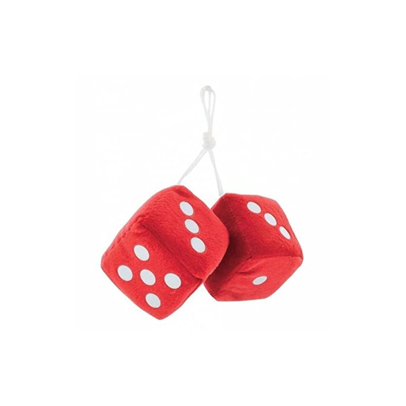 3" Fuzzy Dice Red with White Dots