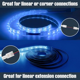 GXILEE 4 pin LED Strip Light Connector 10 Pack Solderless Track Lighting Connectors and 16.4ft 22 Gauge LED Extension Cable for 10mm Wide 4pin 2835 5050 RGB Strip Lights