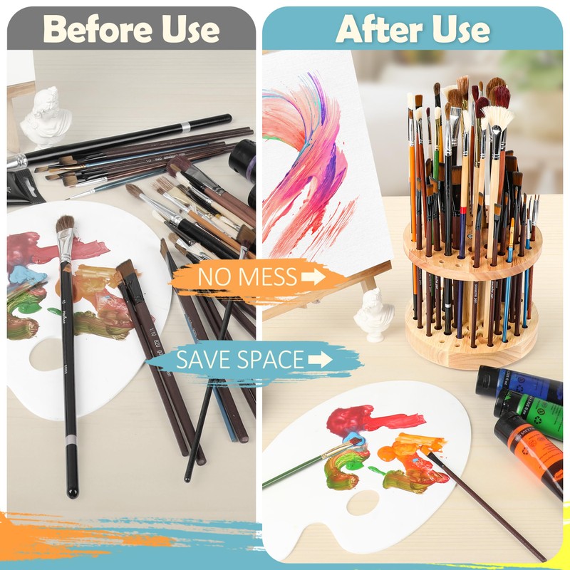 Dlicoda 52 Holes Paint Brush Holder, 360° Rotating Paint Brush