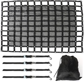 HOSTIC 6.75FT x 8FT Heavy Duty Cargo Net Adjustable Trailer Cargo Net Truck Bed Net Truck Organizer Black
