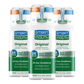 SmartMouth Original Zinc Activated Mouthwash - Instant Fresh Breath Mouthwash - Eliminates Bad Odors and Bad Breath - Alcohol-Free, Sugar-Free, Gluten-Free - Fresh Mint - 16 fl oz - 3 Pack