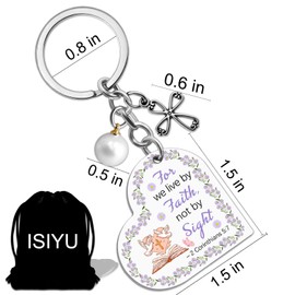 isiyu Get Well Gifts For Women Christian Keychain Gifts Bible Verse Keychain Religious Cross Baptism Gift for Women Men Faith Inspirational（2Corinthians 5:7） Baptism For Girl
