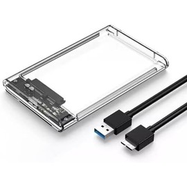 Clear 2.5" Hard Drive Case, USB 3.0 Compatible, SATA Connection, Clear Case Included