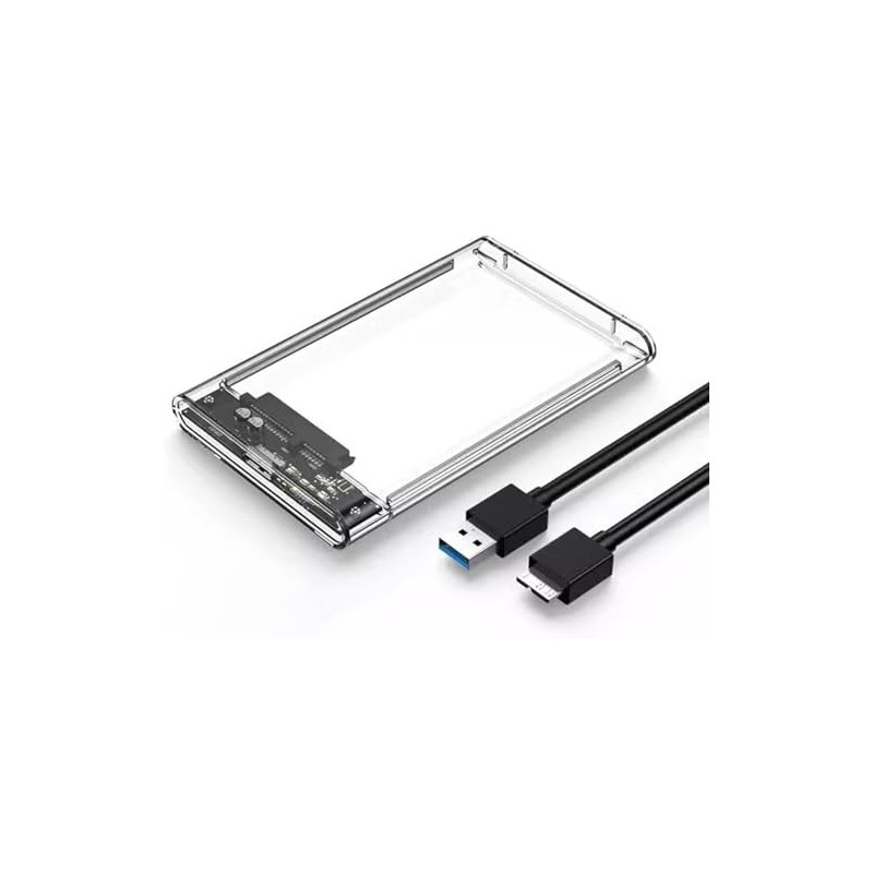 Clear 2.5" Hard Drive Case, USB 3.0 Compatible, SATA Connection,