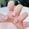Press on Nails Medium Square Tulip Flower Pearl Crystal Butterfly