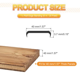 MECCANIXITY TPE U-Shape Edge Banding Self Adhesive Flexible Veneer Edging Trim 1-9/16 Inch x 20ft Furniture Edge Protector for Shelf Cabinet Table Repair Restoration (Black)