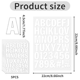 5 Sheets 215 Pieces Iron on Letters and Numbers - Heat Transfer Vinyl for Custom DIY Shirts, Mugs, Bags, and More
