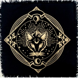 INDIAN CRAFT CASTLE Altar Cloth Tapestry Table Napkin Cloth Witchery Supplies Home Decor Wall Art Spiritual Witchcraft Cotton Square Tarot Table Cover Sacred Cloth The Wolf 36 x 36 Inches