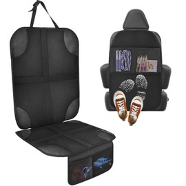 AiQInu 1 x Car Seat Protector for Child Seat Pad and 1 x Backrest Protector Car with Pockets, Waterproof Seat Protector Car Seat Protector for Children and Pets