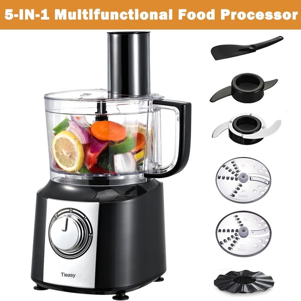 Tieasy 600W Food Processor 5 in 1 Multifunctiona