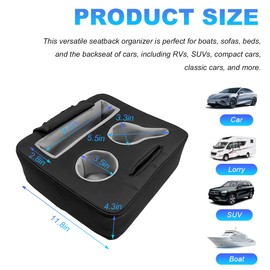 KVAEY Car Back Seat Cup Holder, Automotive Cup Organizer to Store Cup Phone Drink Remote, Waterproof Leather Cup Holder Tray for Car Couch Bed Boat, Universal Car Accessories (Black)