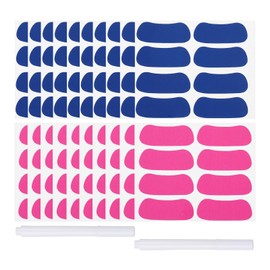 PATIKIL 80 Pairs Sports Eye Black Stickers, Under Eye Black Strips Football Face Stickers Breathable Eyeblack Sticker with 2 Pcs White Pencil for Baseball Fans on Game Day, Blue, Pink