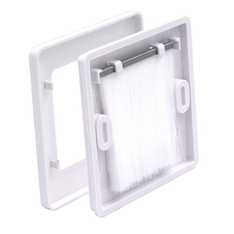 VCE Brush Faceplate White Single Gang Brushplate Brush Wall Plate