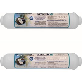 PureT IL-10W-C-EZ, 10"x2" (1/4" EZ Connect) Inline Post GAC Carbon Filter - NSF Certified - Reverse Osmosis Water Filter, Lifetime of 1 Year or 1,500 Gallons (2 Pack)