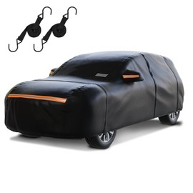 Heavy-Duty Waterproof SUV Car Cover: 6-Layer Protection from Rain, Snow, UV & Dust - Universal Fit with Zipper Door, Windproof Straps & Reflective Strips for Outdoor, Garage & Winter Use (Up to 201")