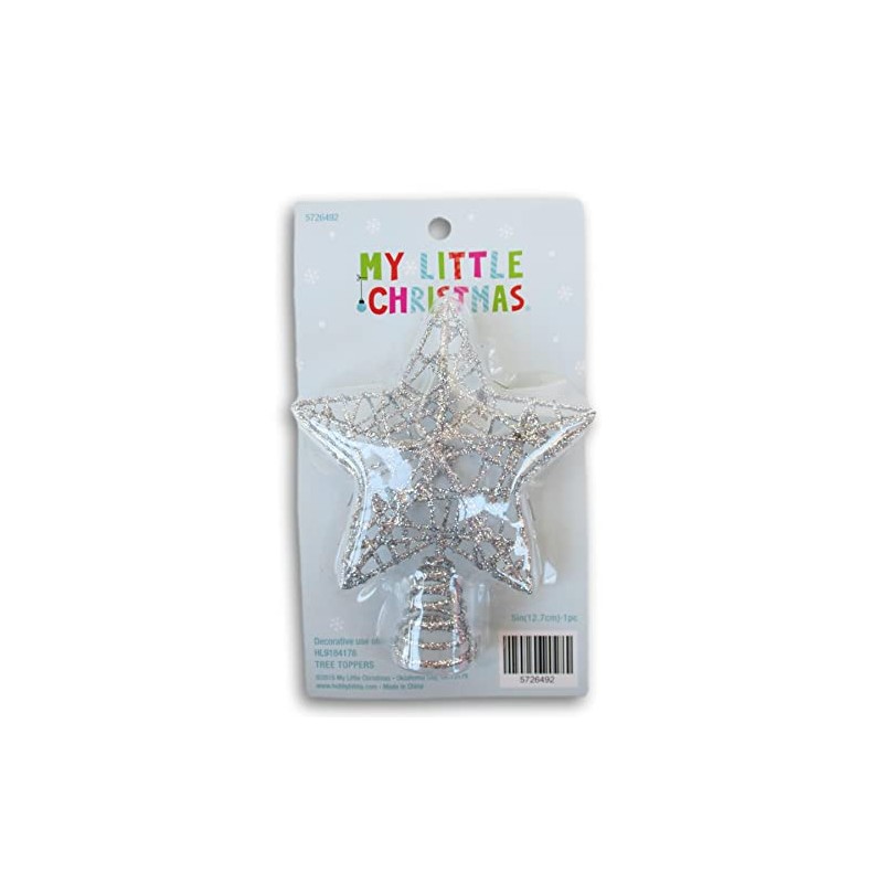 Silver Glitter Wire Star Mini Tree Topper - 5 Inch