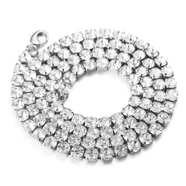 Halukakah Men's Diamond Tennis Chain, 3 mm / 6 mm Gold Chain, Iced Out Collar / Bracelet Necklace in 18 Carat Real Gold Plated/Platinum Plated White Gold, Laboratory Diamonds Hand Inlaid, Gift for