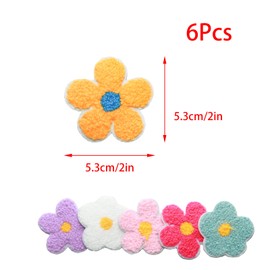 YUYUDEHM 6 Pcs Flower Iron On Patches, Colorful Iron on Flower Patches, Cute Cartoon Flower Patches for Clothes Dress Jeans DIY Craft