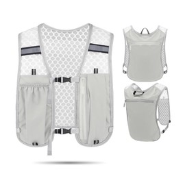 Running Vest for Men and Women, Ultralight Hydration Backpack, Adjustable Chest Straps, Reflective Cycling Backpack for Camping, Hiking, Marathoner, Grey