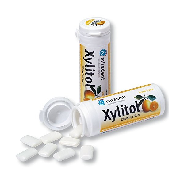12 x miradent Xylitol Chewing Gum Dental Care Chewing Gums Pack of 30 Fresh Fruit (12 x 30 g)