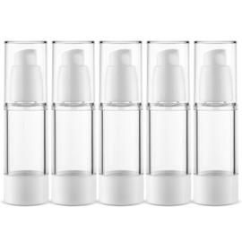VitalUp 1 Oz 30ml Clear Airless Cosmetic Cream Pump Bottle Travel Pump Dispenser Refillable Containers ideal for Foundation, Lotion, Cream, Shampoo, (Pack of 5)