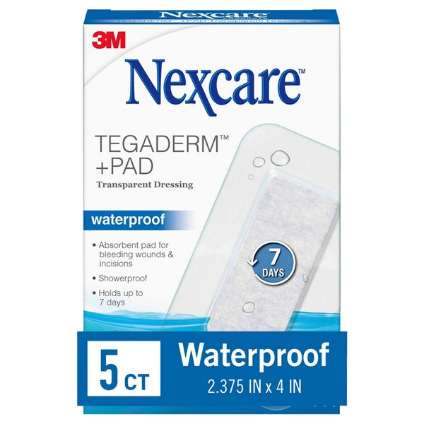 Nexcare Tegaderm + Pad Transparent Dressing, Absorbent Pad Wicks Fluid And Doesn't Stick To Your Wound, 2.375 x 4 in, 20 Count