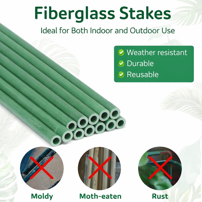 Extendable Plant Stakes 12 Inch, 12-Pack Heavy Duty Plant Support