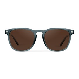 WMP Eyewear - Men's Polarized Modern Rounded Square Sunglasses, Crystal Stone Blue / Brown Lens, One Size