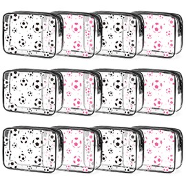 Falueqg Soccer Gifts Makeup Bags - 6Pcs Soccer Accessories PVC Clear Cosmetic Bags, Sports Ball Waterproof Toiletry Pouch Organizer, Sports Team Party Favors Gifts for Players Coach Teen Girls